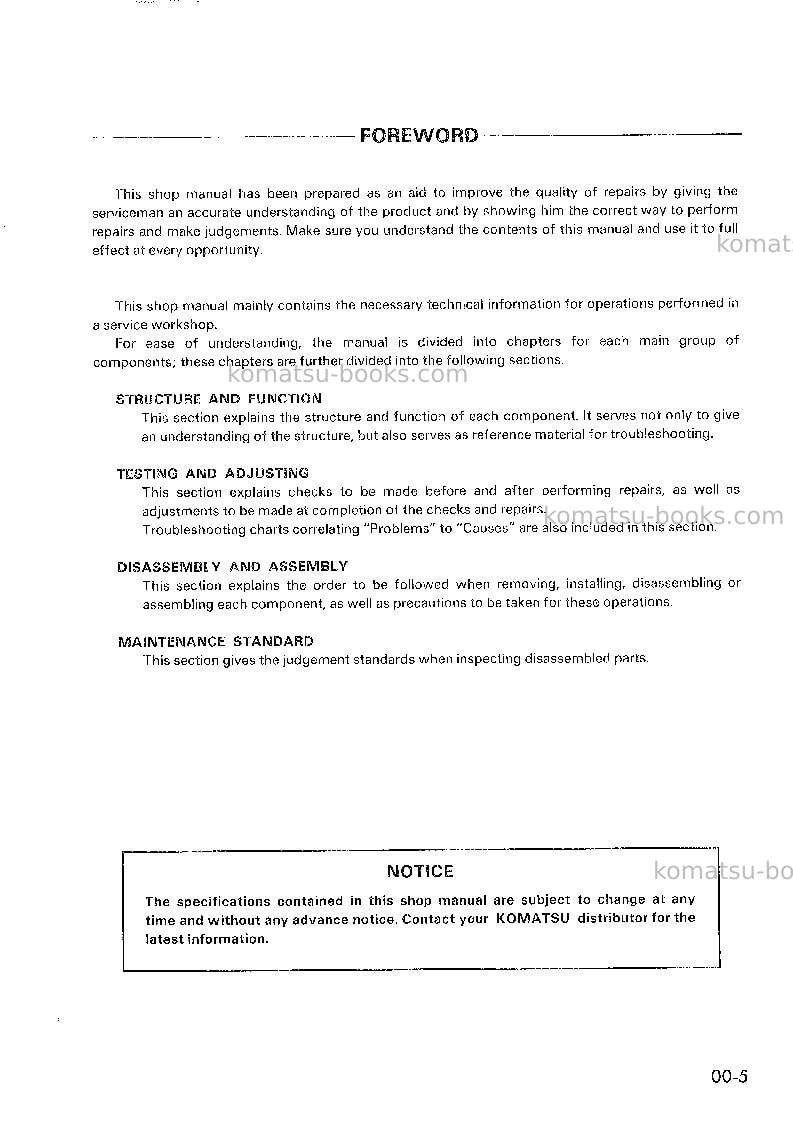 Komatsu eg15-2jpn Repair & maintenance cover Page 5 Komatsu eg15-2jpn Repair & maintenance cover Page 5