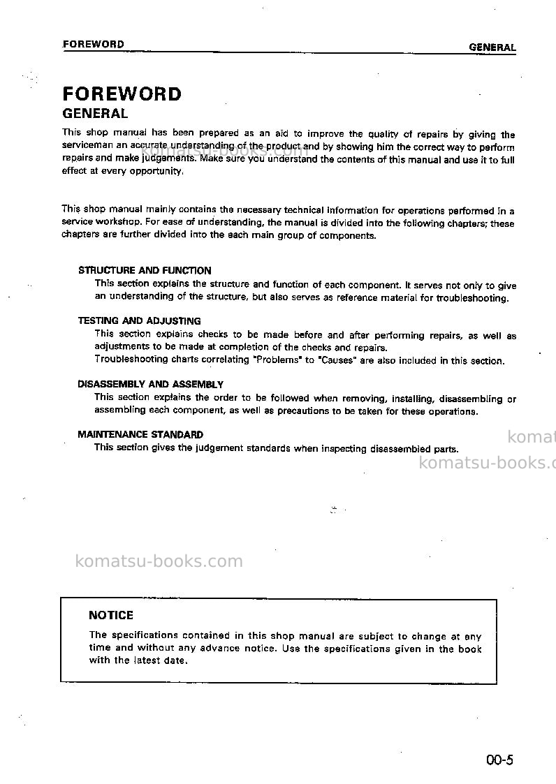 Komatsu wd420-3jpn Repair & maintenance cover Page 5 Komatsu wd420-3jpn Repair & maintenance cover Page 5