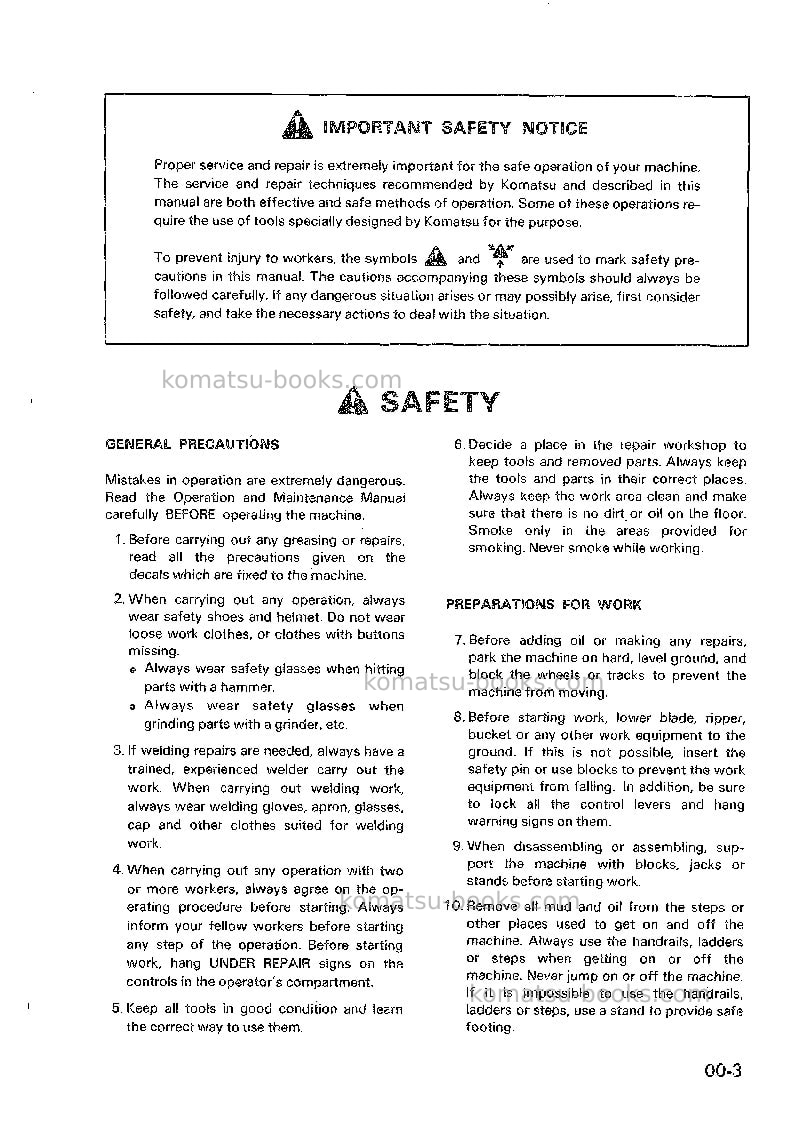 Komatsu d63e-1jpn Repair & maintenance cover Page 5 Komatsu d63e-1jpn Repair & maintenance cover Page 5