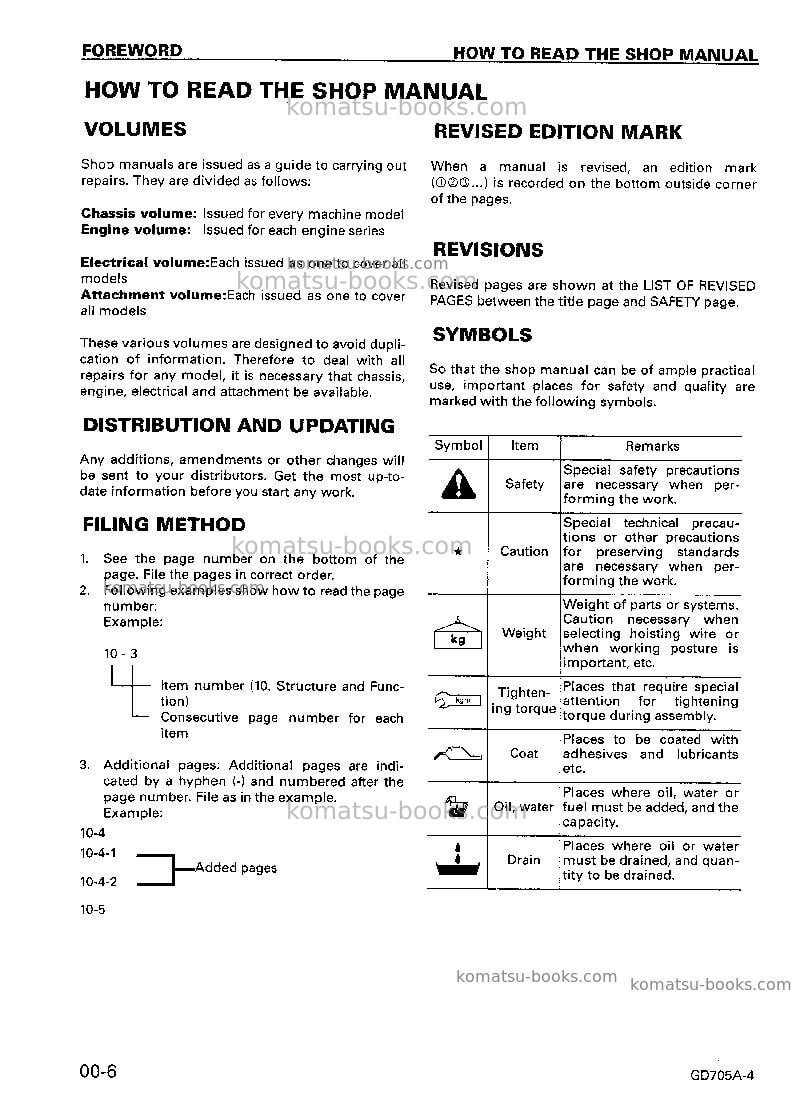 Komatsu gd705a-4jpn--40c degree Repair & maintenance cover Page 5 Komatsu gd705a-4jpn--40c degree Repair & maintenance cover Page 5
