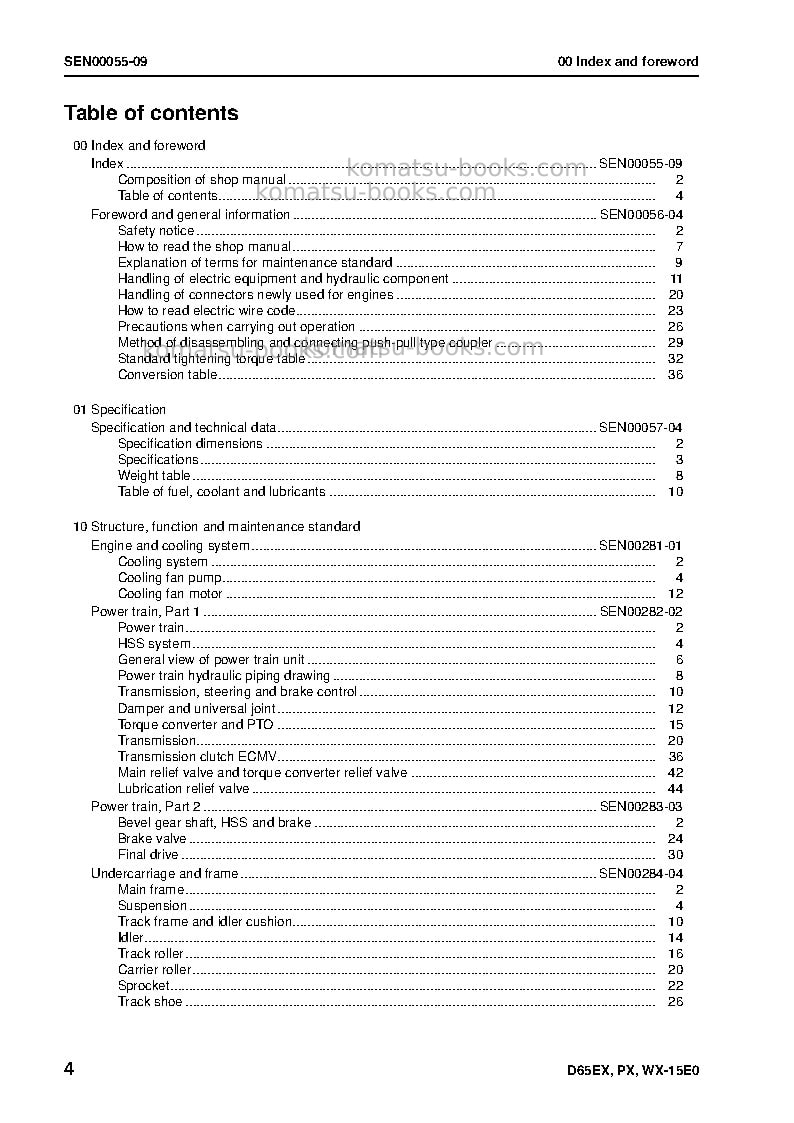 Komatsu d65px-15jpn-e0 Repair & maintenance cover Page 5 Komatsu d65px-15jpn-e0 Repair & maintenance cover Page 5
