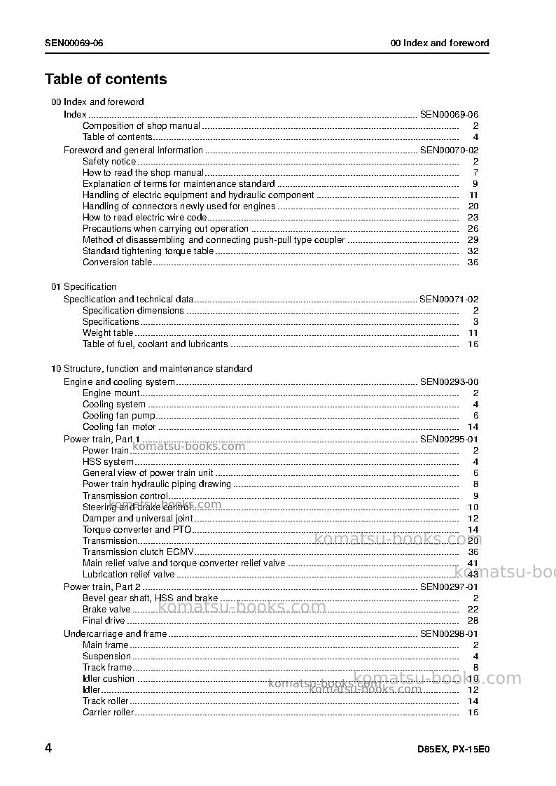 Komatsu d85ex-15jpn-tier3 Repair & maintenance cover Page 5