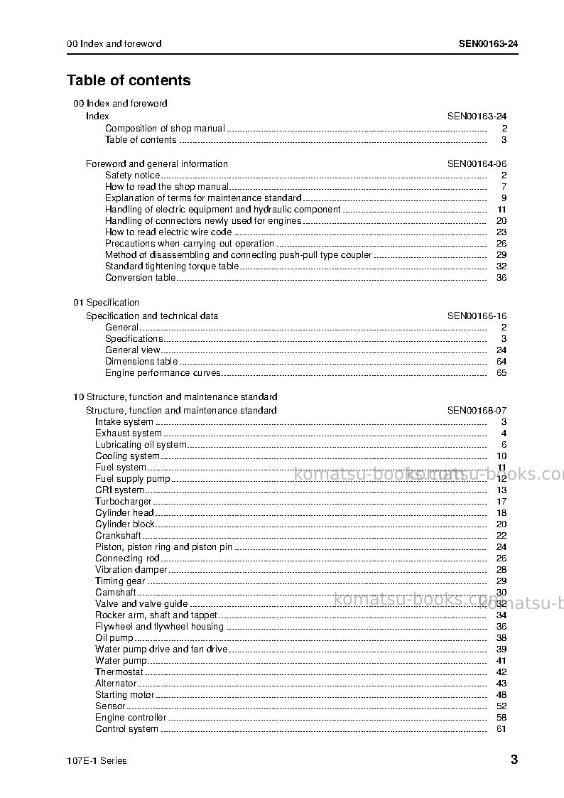 Komatsu 107e-1 seriesjpn Repair & maintenance cover Page 5 Komatsu 107e-1 seriesjpn Repair & maintenance cover Page 5