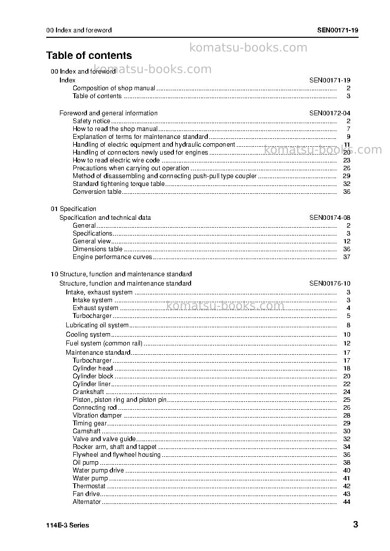 Komatsu 6d114e-3jpn Repair & maintenance cover Page 5 Komatsu 6d114e-3jpn Repair & maintenance cover Page 5