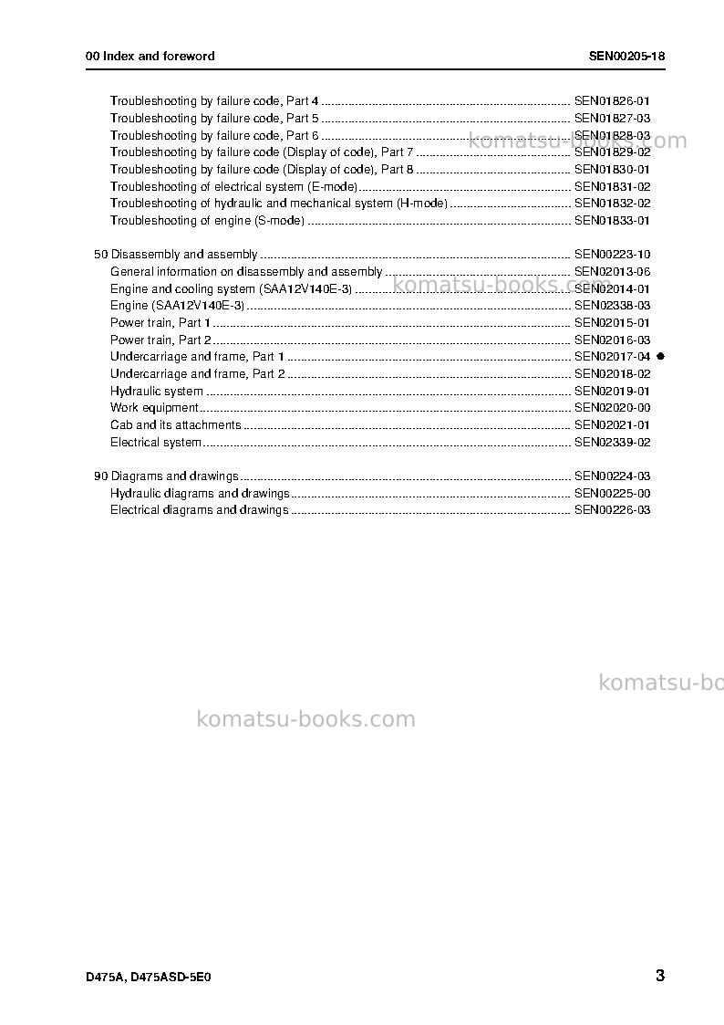 Komatsu d475a-5jpn-e0 Repair & maintenance cover Page 5 Komatsu d475a-5jpn-e0 Repair & maintenance cover Page 5