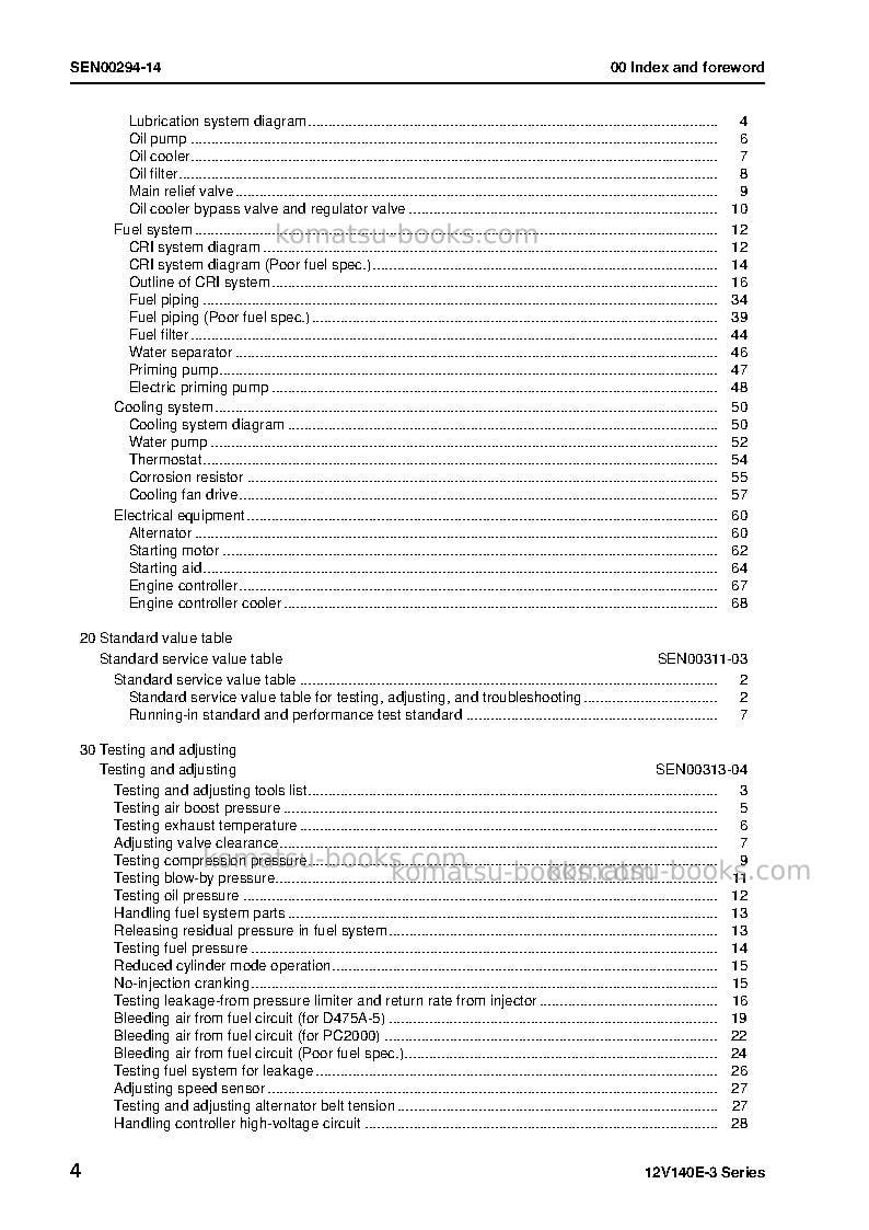 Komatsu 12v140e-3jpn Repair & maintenance cover Page 5 Komatsu 12v140e-3jpn Repair & maintenance cover Page 5