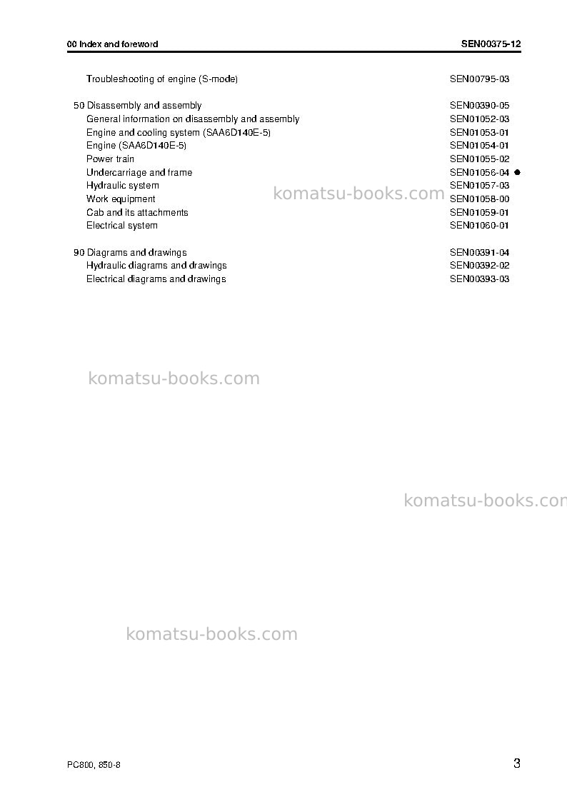 Komatsu pc850se-8jpn Repair & maintenance cover Page 5 Komatsu pc850se-8jpn Repair & maintenance cover Page 5