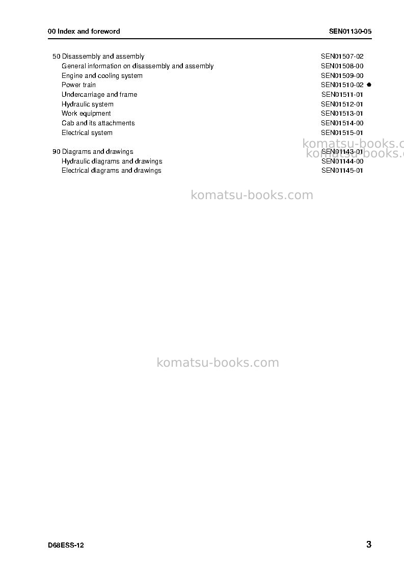 Komatsu d68ess-12idn Repair & maintenance cover Page 5 Komatsu d68ess-12idn Repair & maintenance cover Page 5