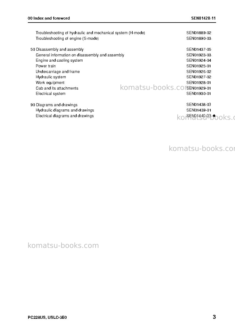 Komatsu pc228us-3gbr-tier3 Repair & maintenance cover Page 5 Komatsu pc228us-3gbr-tier3 Repair & maintenance cover Page 5