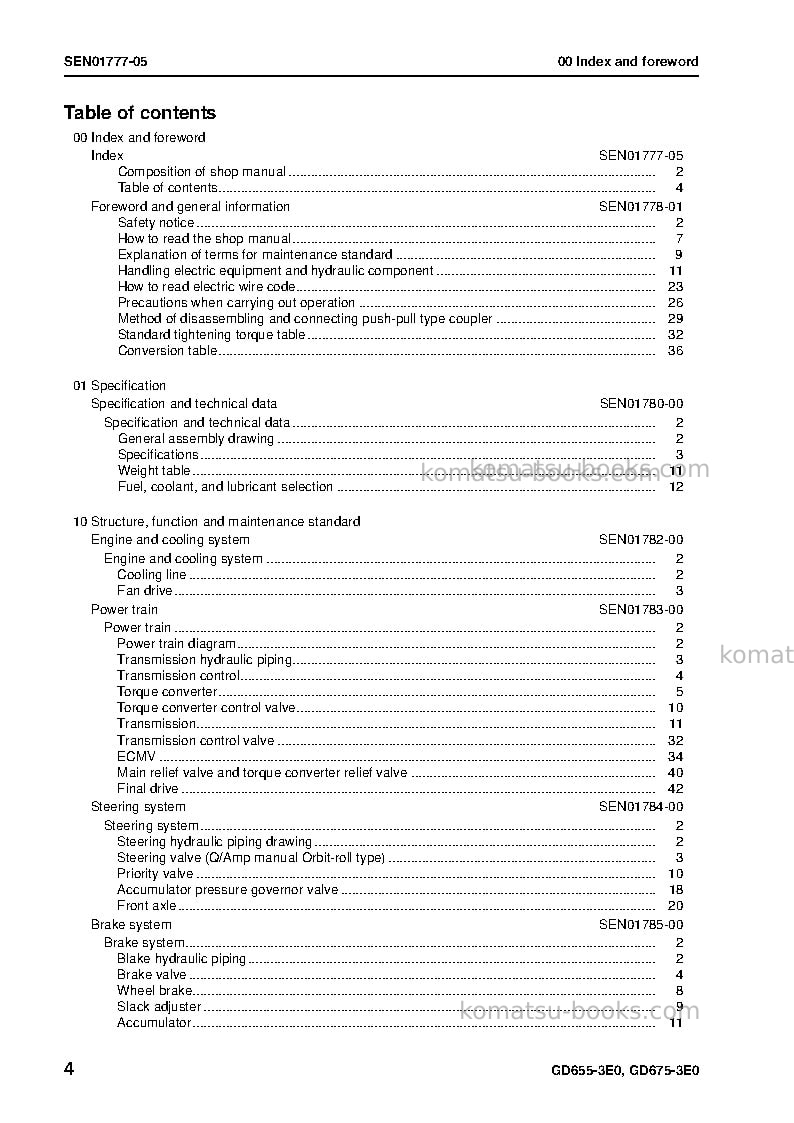 Komatsu gd675-3jpn-e0 Repair & maintenance cover Page 5