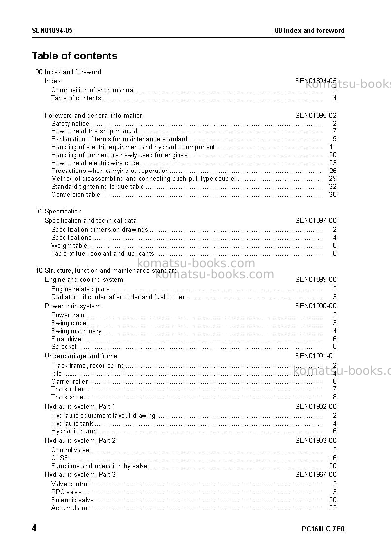 Komatsu pc160lc-7jpn-tier3, work equipment grease 100h Repair & maintenance cover Page 5