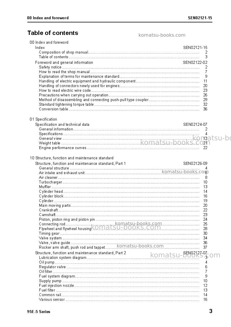 Komatsu 95e-5 seriesjpn Repair & maintenance cover Page 5 Komatsu 95e-5 seriesjpn Repair & maintenance cover Page 5