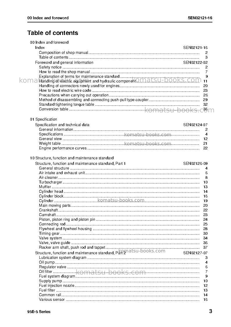 Komatsu 4d95le-5jpn Repair & maintenance cover Page 5 Komatsu 4d95le-5jpn Repair & maintenance cover Page 5