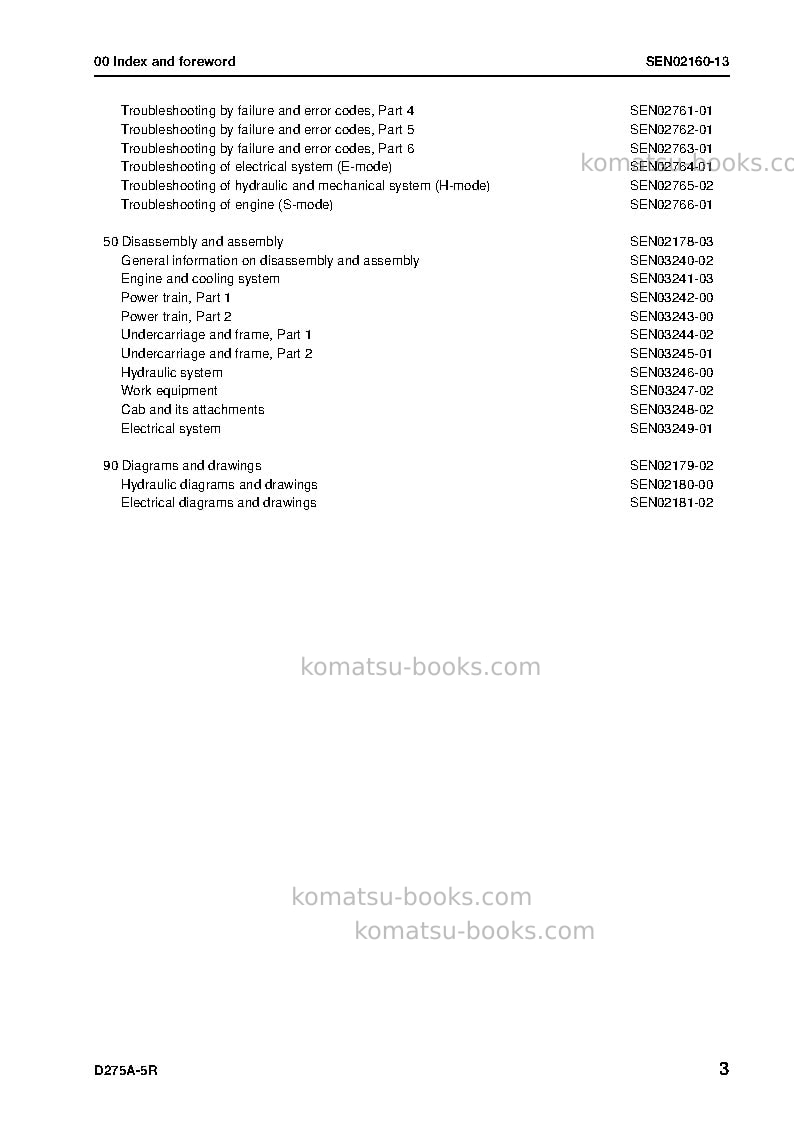 Komatsu d275a-5jpn-r Repair & maintenance cover Page 5 Komatsu d275a-5jpn-r Repair & maintenance cover Page 5