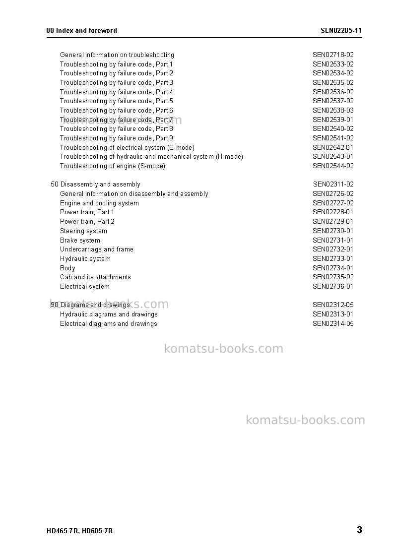Komatsu hd605-7jpn-r Repair & maintenance cover Page 5 Komatsu hd605-7jpn-r Repair & maintenance cover Page 5