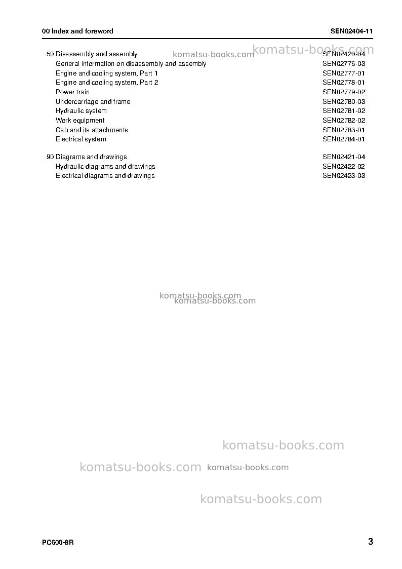 Komatsu pc600-8jpn-w/o egr Repair & maintenance cover Page 5 Komatsu pc600-8jpn-w/o egr Repair & maintenance cover Page 5