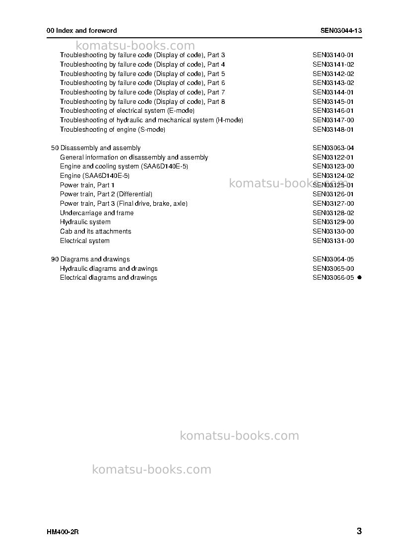 Komatsu hm400-2jpn-w/o egr Repair & maintenance cover Page 5 Komatsu hm400-2jpn-w/o egr Repair & maintenance cover Page 5
