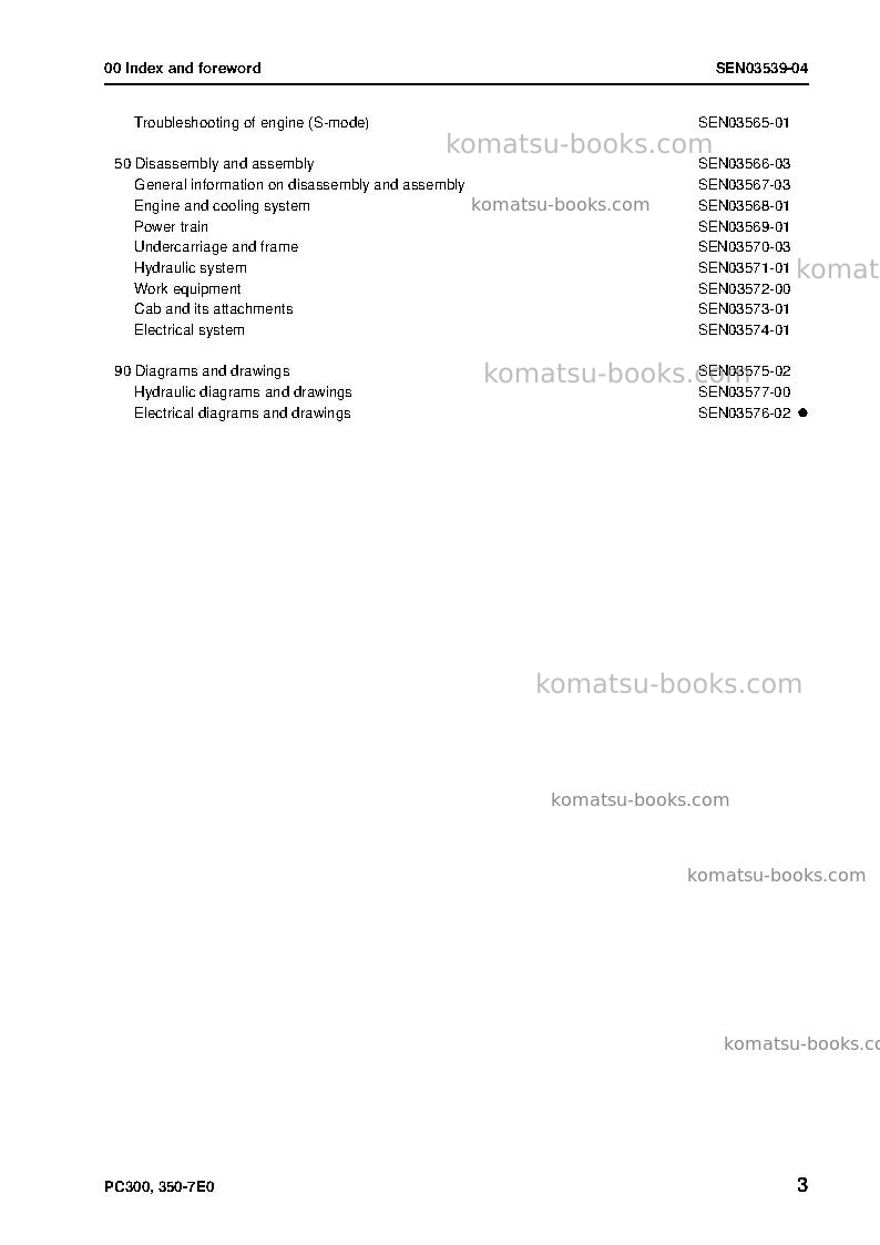 Komatsu pc300lc-7jpn-e0 Repair & maintenance cover Page 5 Komatsu pc300lc-7jpn-e0 Repair & maintenance cover Page 5