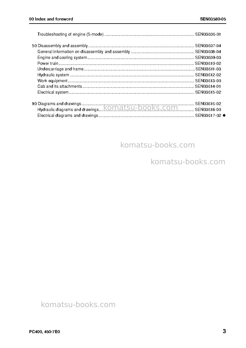 Komatsu pc400-7jpn-e0 Repair & maintenance cover Page 5 Komatsu pc400-7jpn-e0 Repair & maintenance cover Page 5