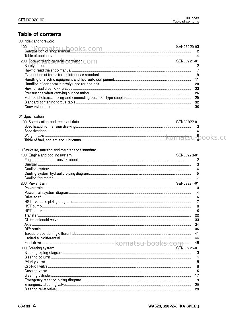 Komatsu wa320-6jpn-for n.america Repair & maintenance cover Page 5