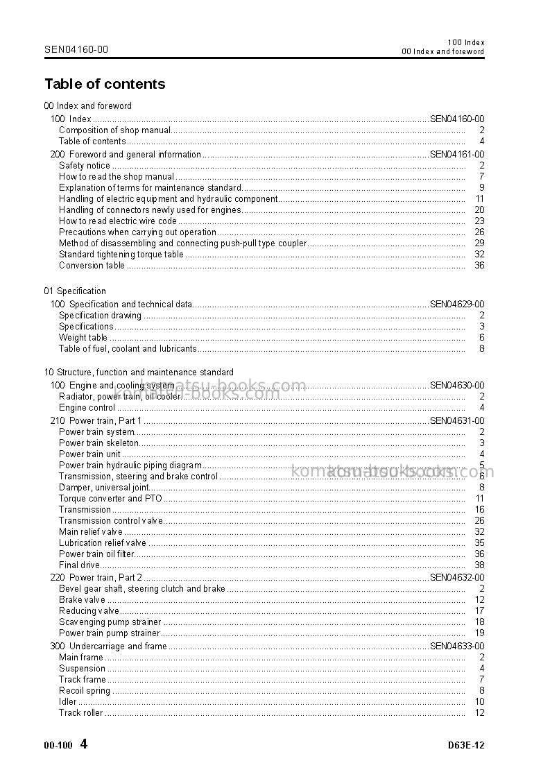 Komatsu d63e-12jpn Repair & maintenance cover Page 5 Komatsu d63e-12jpn Repair & maintenance cover Page 5