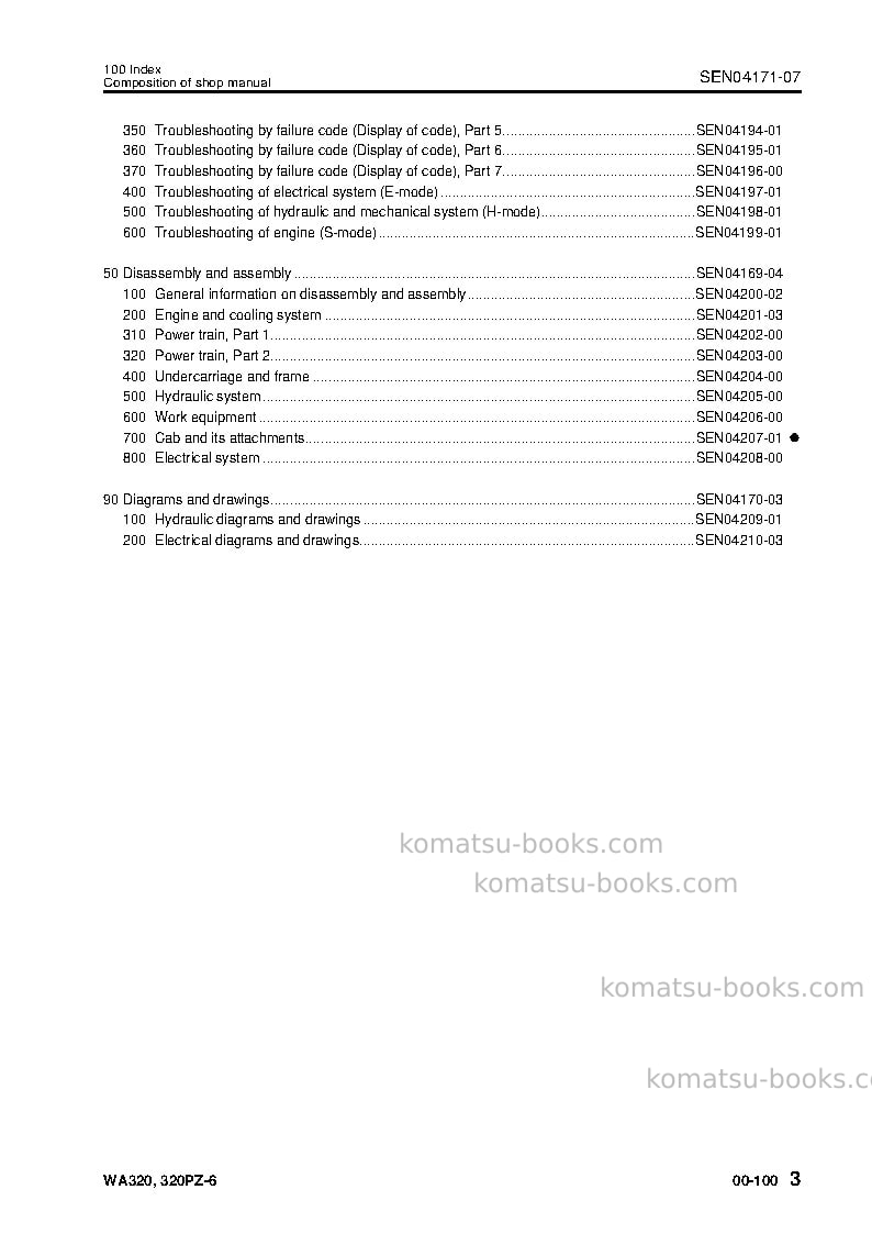Komatsu wa320pz-6jpn Repair & maintenance cover Page 5 Komatsu wa320pz-6jpn Repair & maintenance cover Page 5