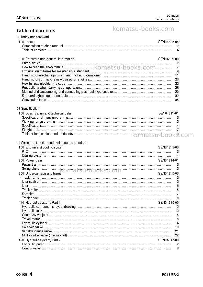 Komatsu pc18mr-3jpn Repair & maintenance cover Page 5