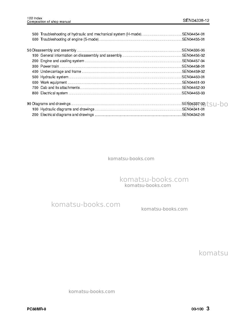 Komatsu pc88mr-8jpn Repair & maintenance cover Page 5 Komatsu pc88mr-8jpn Repair & maintenance cover Page 5