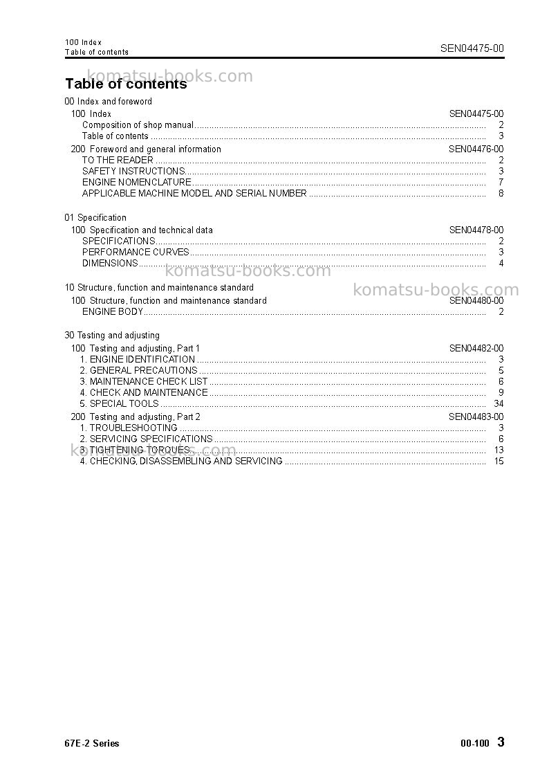 Komatsu 67e-2jpn-series Repair & maintenance cover Page 5 Komatsu 67e-2jpn-series Repair & maintenance cover Page 5