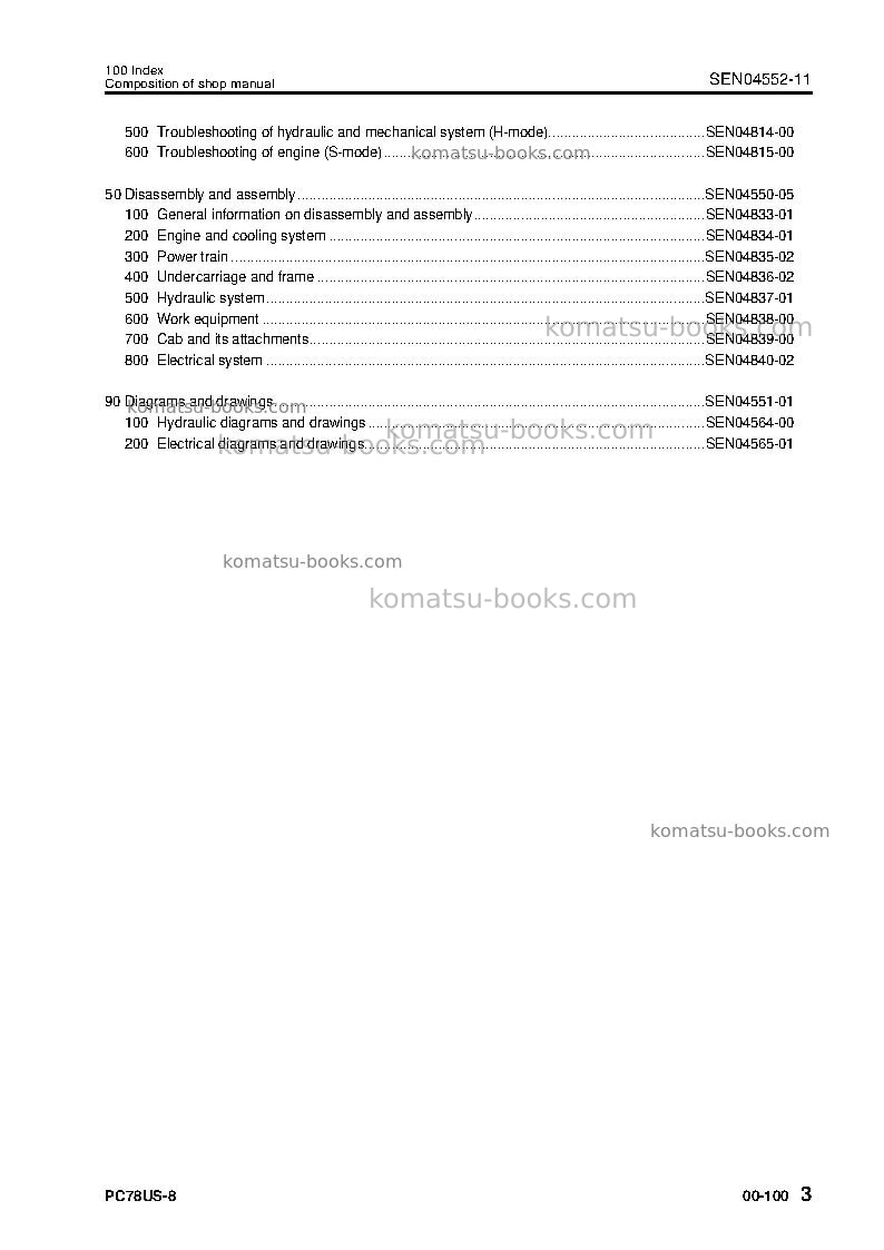Komatsu pc78us-8jpn-for eu Repair & maintenance cover Page 5 Komatsu pc78us-8jpn-for eu Repair & maintenance cover Page 5