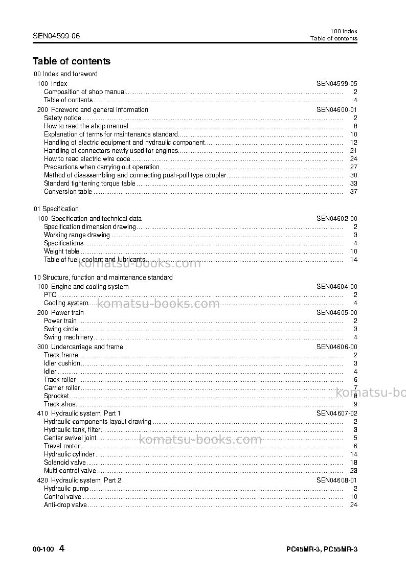 Komatsu pc45mr-3jpn Repair & maintenance cover Page 5 Komatsu pc45mr-3jpn Repair & maintenance cover Page 5