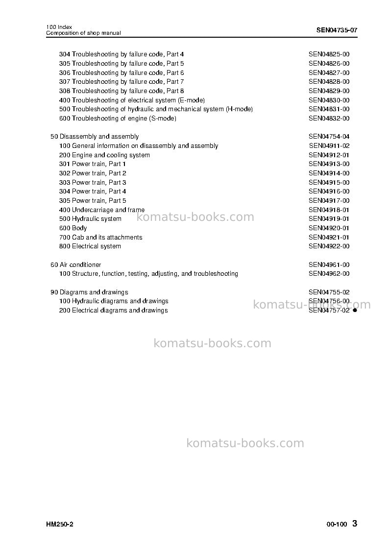 Komatsu hm250-2jpn Repair & maintenance cover Page 5