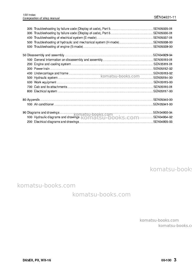 Komatsu d65px-16jpn Repair & maintenance cover Page 5 Komatsu d65px-16jpn Repair & maintenance cover Page 5