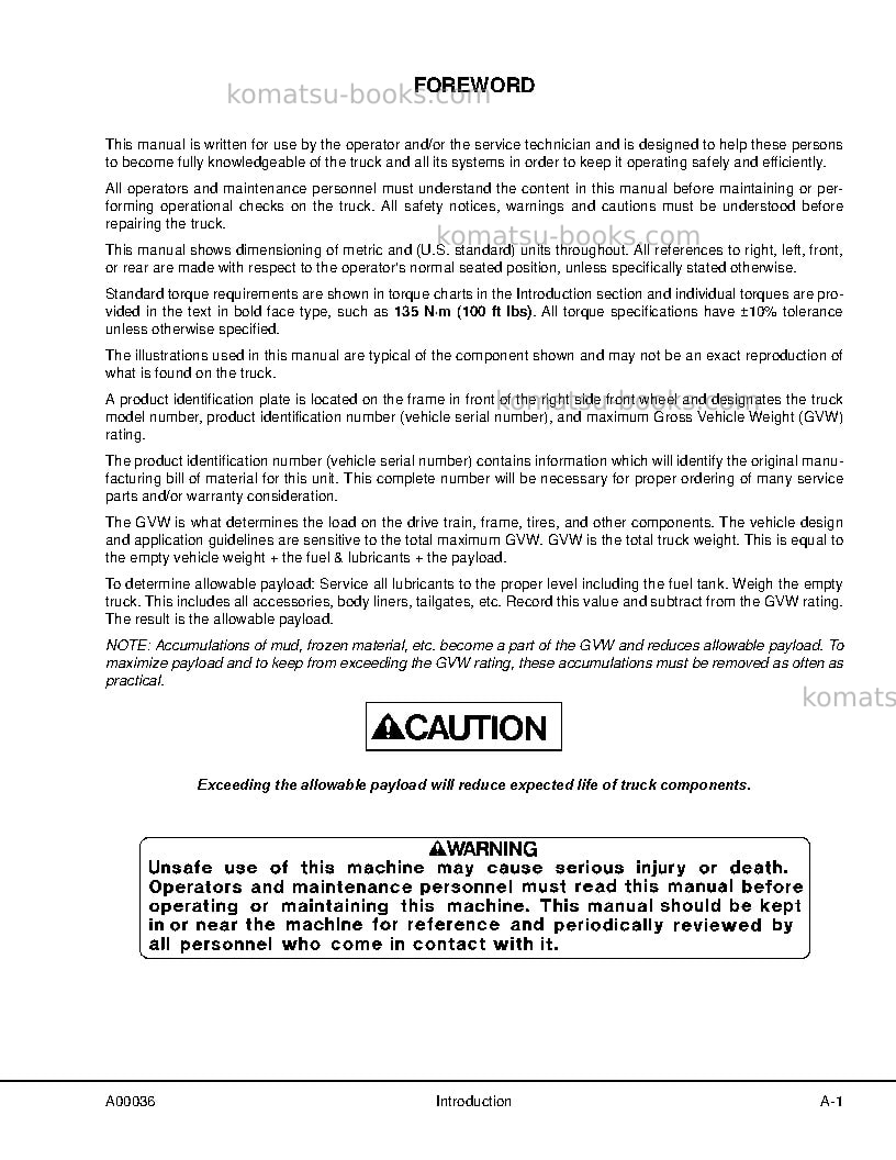 Komatsu hd1500-7jpn Repair & maintenance cover Page 5 Komatsu hd1500-7jpn Repair & maintenance cover Page 5