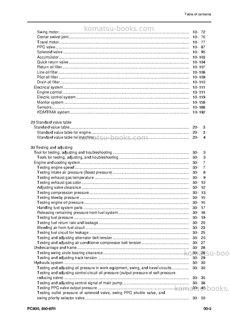 Komatsu pc850-8jpn-r1 Repair & maintenance cover Page 5 Komatsu pc850-8jpn-r1 Repair & maintenance cover Page 5