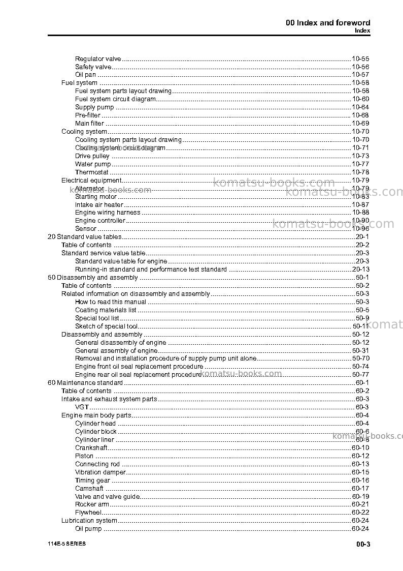 Komatsu saa6d114e-5jpn Repair & maintenance cover Page 5 Komatsu saa6d114e-5jpn Repair & maintenance cover Page 5