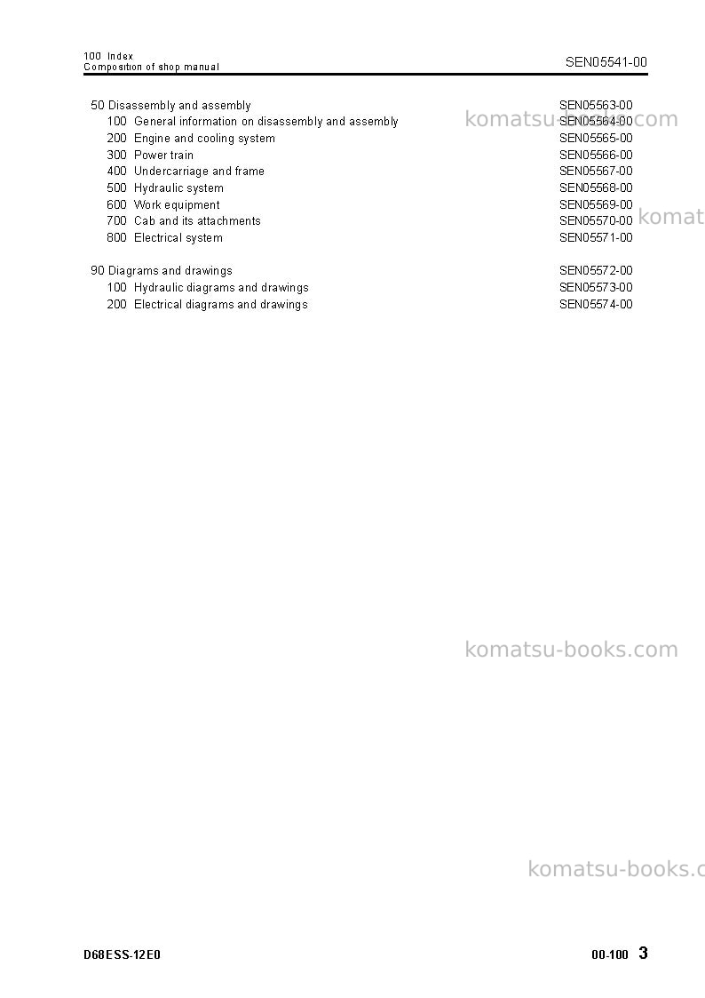 Komatsu d68ess-12idn-e0 Repair & maintenance cover Page 5 Komatsu d68ess-12idn-e0 Repair & maintenance cover Page 5