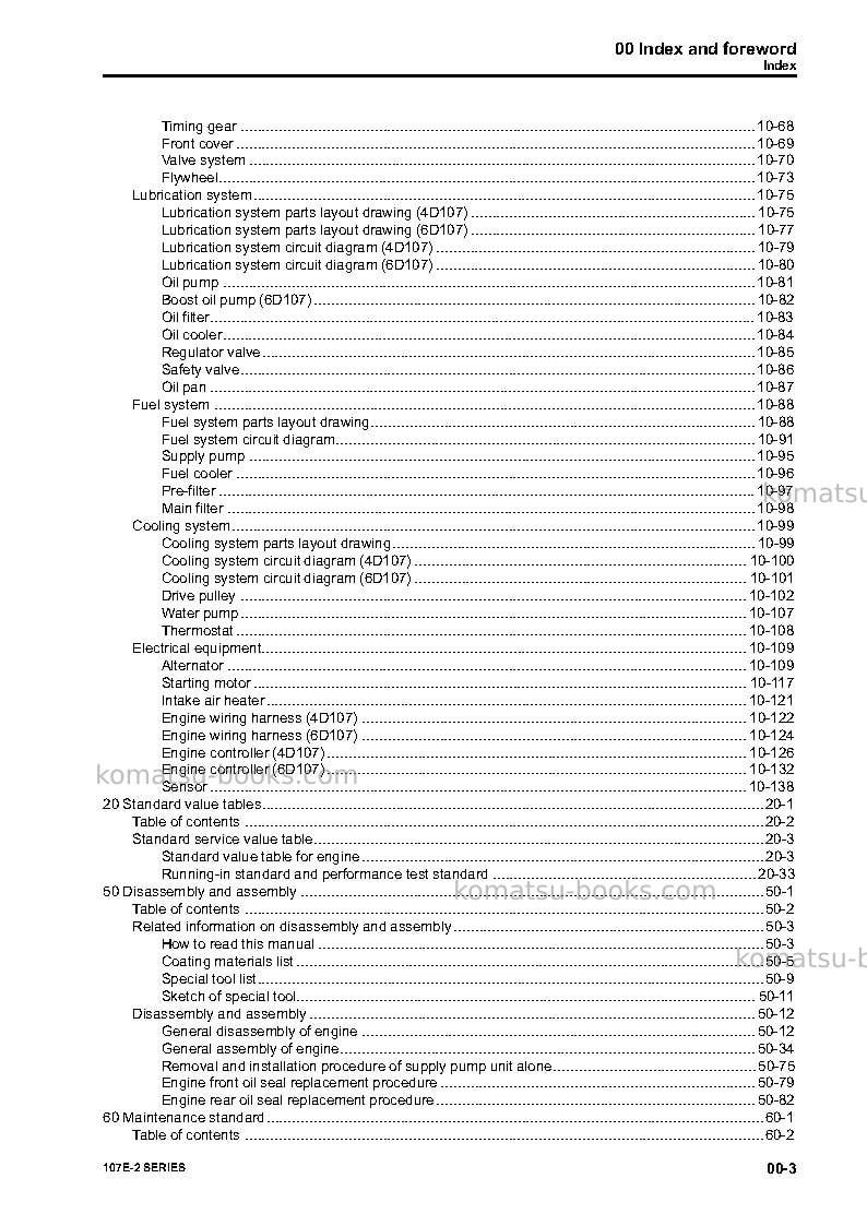 Komatsu 107e-2jpn Repair & maintenance cover Page 5
