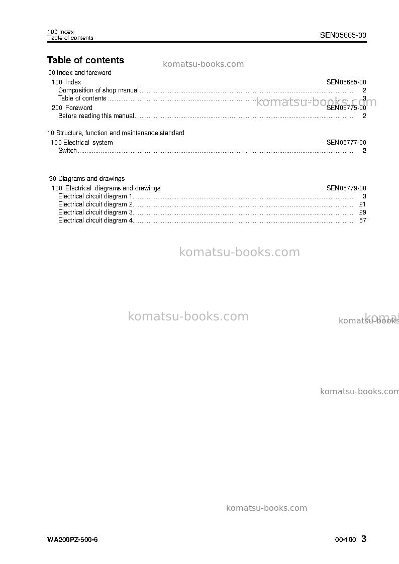 Komatsu wa200pz-6jpn-for kal Repair & maintenance cover Page 5