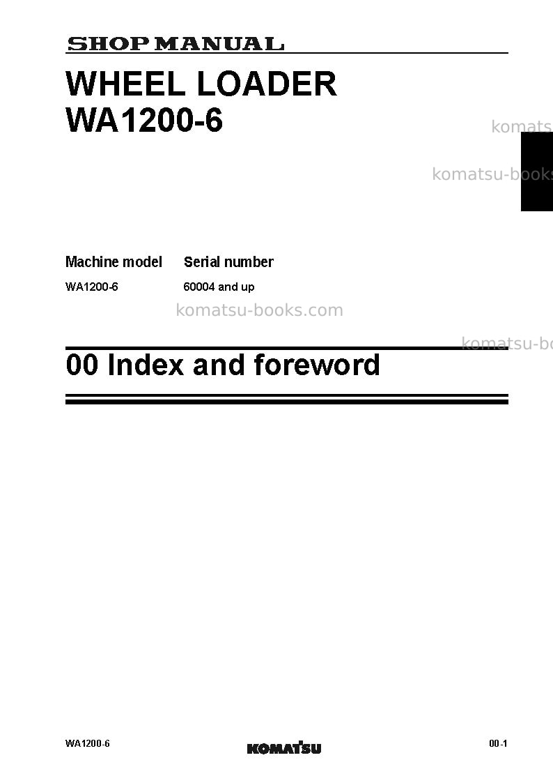 Komatsu wa1200-6jpn-for kal Repair & maintenance cover Page 5