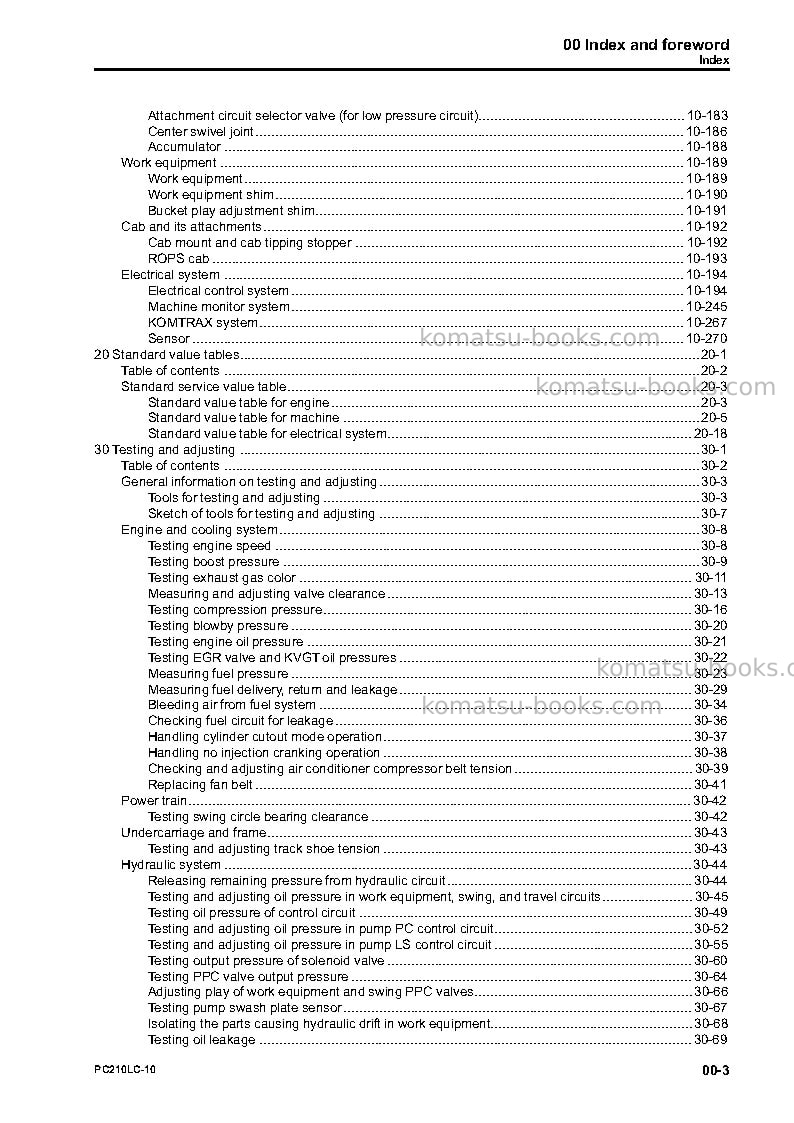 Komatsu pc210lc-10jpn Repair & maintenance cover Page 5 Komatsu pc210lc-10jpn Repair & maintenance cover Page 5