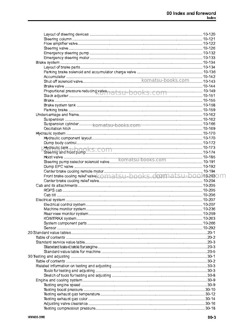 Komatsu hm400-3jpn-m0 Repair & maintenance cover Page 5 Komatsu hm400-3jpn-m0 Repair & maintenance cover Page 5
