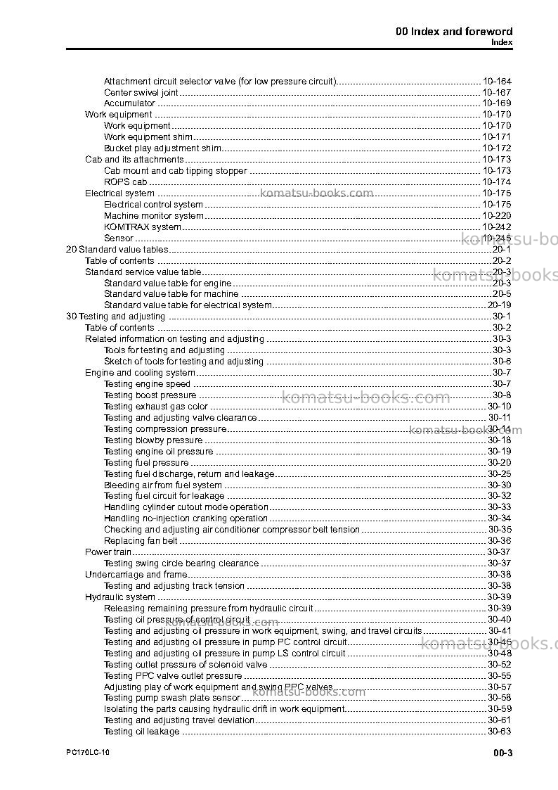 Komatsu pc170lc-10jpn Repair & maintenance cover Page 5 Komatsu pc170lc-10jpn Repair & maintenance cover Page 5
