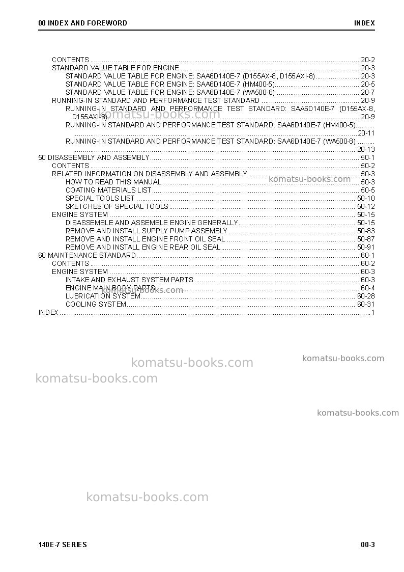 Komatsu 140e-7 seriesjpn Repair & maintenance cover Page 5 Komatsu 140e-7 seriesjpn Repair & maintenance cover Page 5