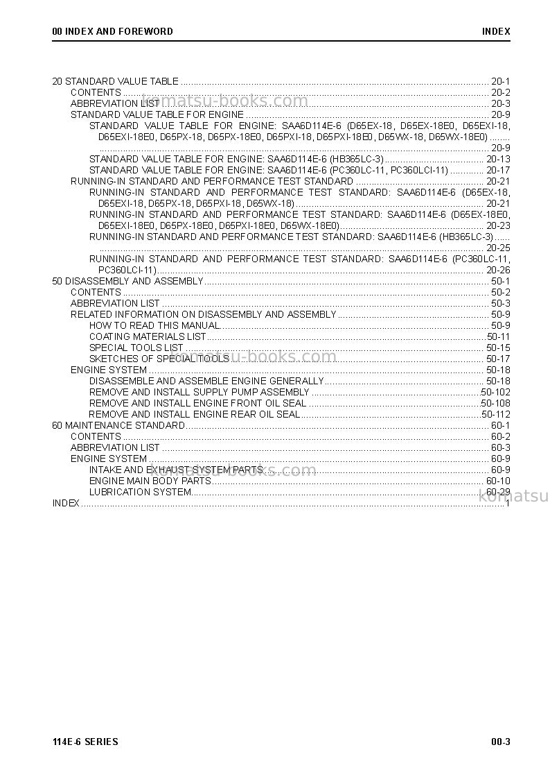 Komatsu 6d114e-6jpn Repair & maintenance cover Page 5 Komatsu 6d114e-6jpn Repair & maintenance cover Page 5