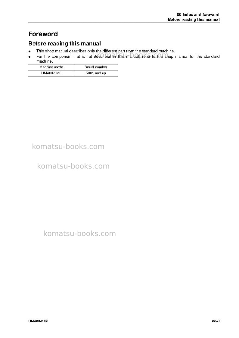 Komatsu hm400-3jpn-m0, for kal Repair & maintenance cover Page 5