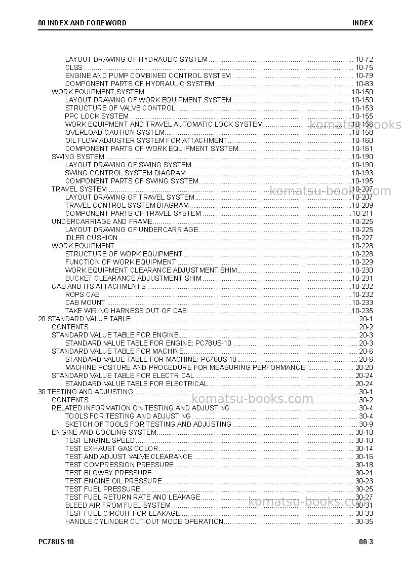 Komatsu pc78us-10jpn Repair & maintenance cover Page 5 Komatsu pc78us-10jpn Repair & maintenance cover Page 5