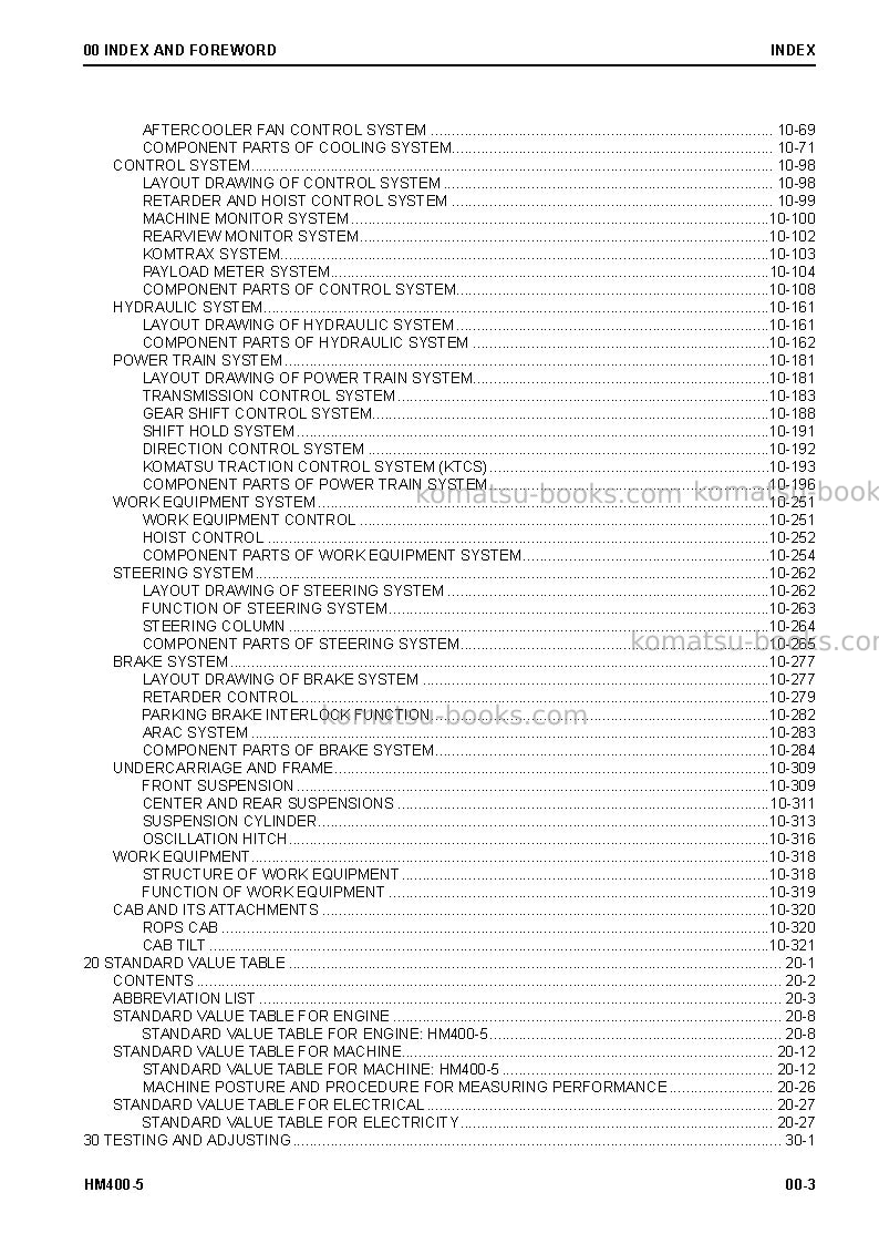 Komatsu hm400-5jpn Repair & maintenance cover Page 5 Komatsu hm400-5jpn Repair & maintenance cover Page 5