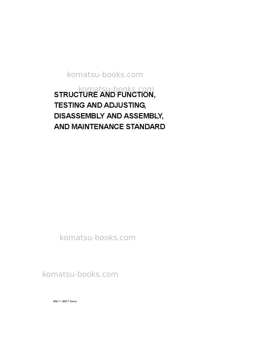 Komatsu 4d88e-7jpn Repair & maintenance cover Page 5 Komatsu 4d88e-7jpn Repair & maintenance cover Page 5