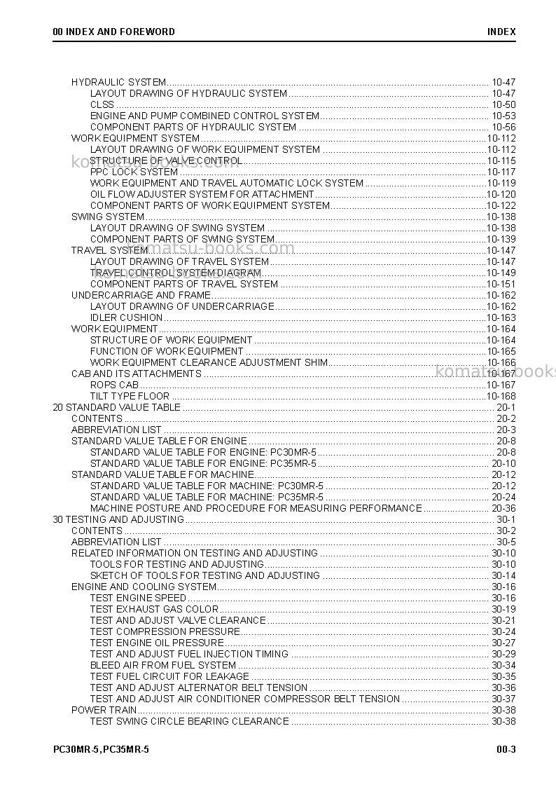 Komatsu pc35mr-5jpn Repair & maintenance cover Page 5 Komatsu pc35mr-5jpn Repair & maintenance cover Page 5